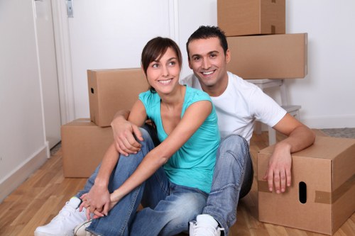 Moving boxes and household items prepared for a local Watford relocation